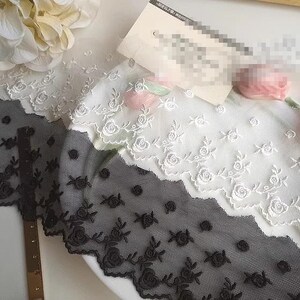 5 yards 8 cm 3,14" di larghezza nero/avorio rosa garza ricamo gonna abito camicia lingerie bordo materiale pizzo nastro C19U84K231012V