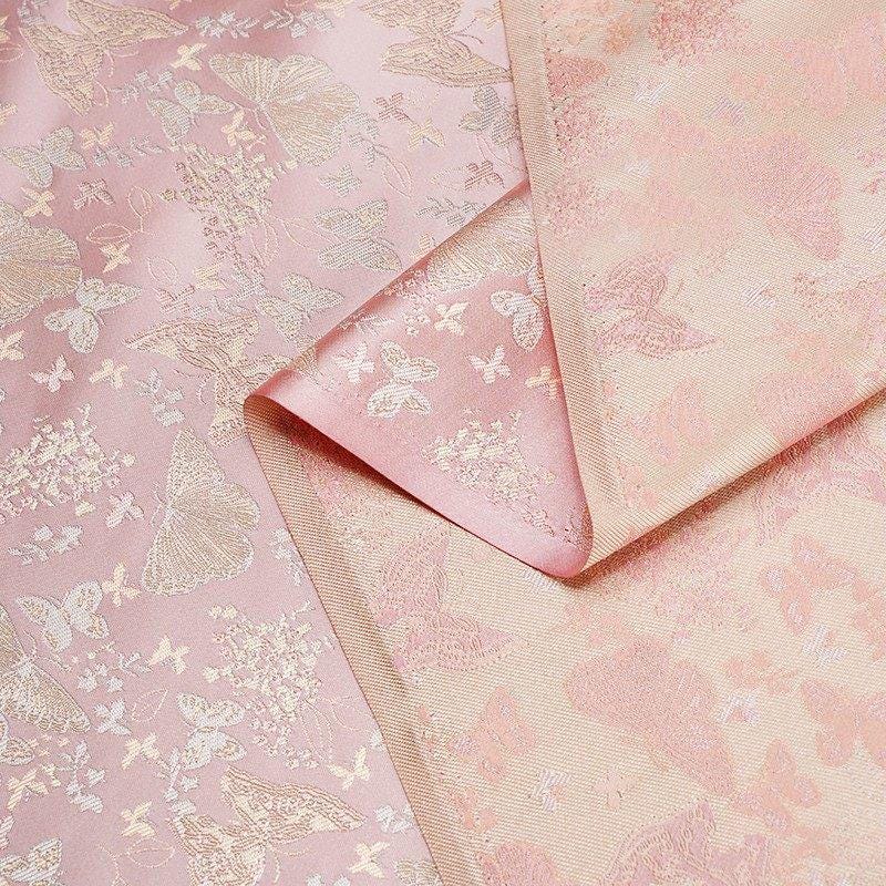 1.48 Meters Wide Pink/yellow Butterfly Flower Woven Brocade