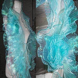 3 Meter 14 cm 5,51" breit Netz Rüsche Rüsche Falten Illusion Organza Kleid Rock Shirt Bordüre Spitzenbesatz Band V37G3M240909P