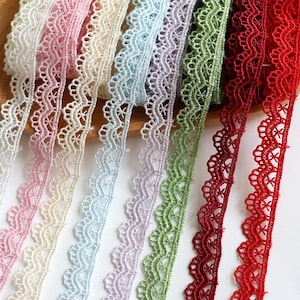 10 metros 1,4 cm 0,51 "de ancho de tela festoneada colorida con bordado de borde de vestido de falda de encaje cinta de tela accesorios material T21P32C250211V