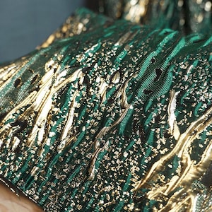 1.5 meters wide green gold concave convex texture relief Fabric evening dress skirt shirt pants suit design Clothing material T13T12C241107C