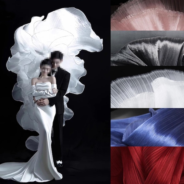 Ivory Pleated Polyester Organza Flirtation