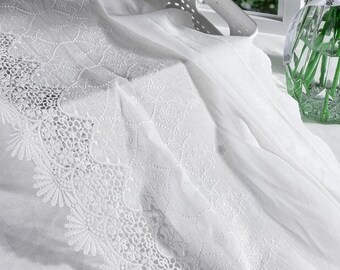 3 yardas 37,8 cm 14,88 pulgadas de ancho blanco hueco algodón diy coser tela bordado falda ropa vestido Lencería encaje cinta Y45X213P230328B