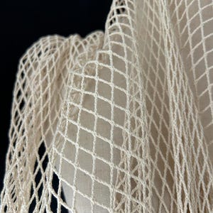 Beige cotton diamond shape fishing net ingredients rough cotton linen large mesh fabric dress skirt design clothing material C12Y42P250306B