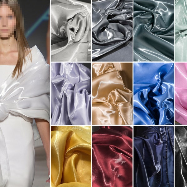 Liquid crystal reflective silk satin fabric smooth glossy thick party lady dress pants skirt jacket coat clothing material I41Y115L240506R-1