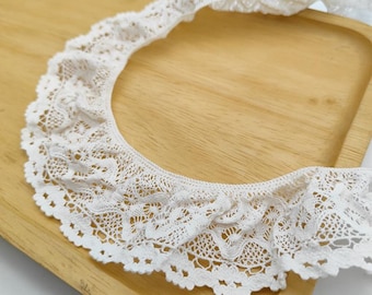 3 meters 4.5cm 1.77" wide black/ivory cotton elastic ruffle lace trim ribbon dress skirt clothing edges accessories material C42F184P250410C