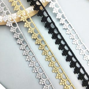 10 yards 1.1 cm 0.43" breite schwarz/weiss/gold/silber borte stoff stickerei hochzeit rock kleid kleidung spitzenborte band bänder Z34E173K230716C