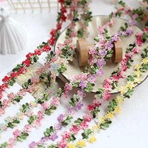 10メートル 2.1 cm 0.827インチ幅のカラフルな花柄刺繍レーストリムリボンネックレスブレスレット袖スカートドレスアクセサリーB14T1642L250529U
