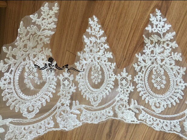 3 yard 25cm 9,84" large Ivoire robe de mariée mariage brodé bandes navire gratuit 2640 ruban de dentelle 3 yard 25cm 9,84
