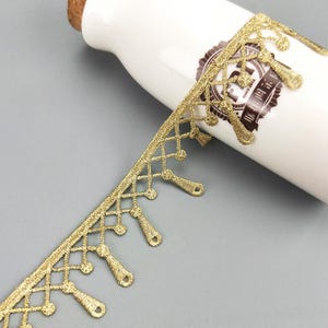 10 jardas 3,3 cm 1,29" de largura franjas de borla dourada tecido bordado boneca vestido saia camisa lingerie mangas borda renda guarnição fita Z34E266L230713Y