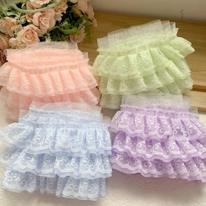 Cinta de encaje plisada de gasa de tres capas, color marfil, de 3 metros (13 cm) de ancho, para borde de falda de cortina, accesorio de tela C39Y429P250522J