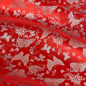 Tessuto jacquard satinato intrecciato con farfalle rosse larghe 1,5 metri, fai da te, per cappotto, gilet, gonna, camicia, Cheongsam, materiale per abbigliamento V11T263P251214C