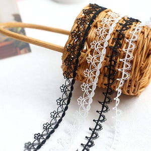 10 Meter 2-3.5 cm breit Schwarz/Ivory Jakobsmuschel Stickerei Spitzenband Zierband Halskette Armband Ärmel Rock Kleid Accessoires B14T1641L250529U