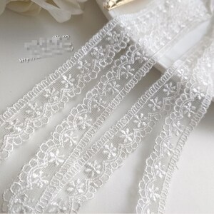 10 jardas 1,3 cm 0,51" de largura tecido de gaze de malha floral marfim bordado saia de boneca infantil vestido camisa material de borda acabamento de renda C19U25K241114V