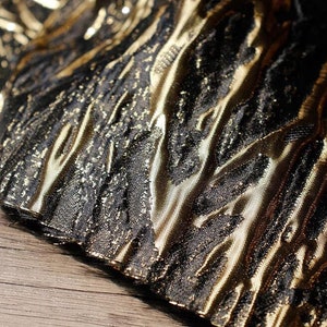 Shiny black gold jacquard texture fabric party evening dress shirt skirt pants trousers fashion design sew cloth material Y26V37V230627V S
