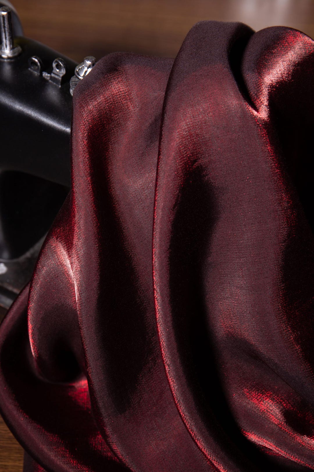 Ruby Wine Silk Satin Face Organza Fabric main image 1