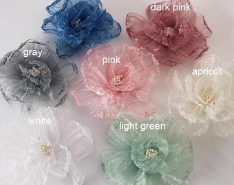 10pcs 8-9cm wide pink/white organza tulle floral flower diy wedding dress dance skirt shirt decoration lace applique patches R3U29C231102T