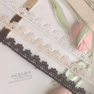 10 jardas 1,4 cm 0,55" de largura preto/marfim/bege vieira bordado criança boneca saia vestido camisa material de borda renda guarnição fita C19U18K231010V