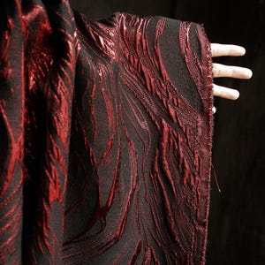 Red flame irregular texture relief jacquard fabric silhouette jacket coat suit shirt dress skirt pants clothing material Y26V243P250504C S