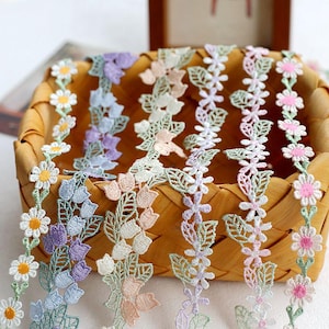 5-10 Meter 1,6-3 cm breites buntes Blumenhohlstickereispitzenbesatzband DIY Halskette Armband Ärmel Rock Zubehör B14T1652L250602U