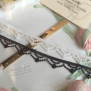 Collar y pulsera de 10 yardas (2 cm, 0,78 pulgadas) de ancho, color negro/marfil, bordado para manualidades, para niños, muñecas, faldas, vestidos, camisas, bordes, cinta de encaje C19U34K241114V