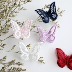 10pcS 3.5x4cm wide Colorful double-layer gauze embroidery butterfly lace fabric patch decorative accessory applique material T21P9C250127V