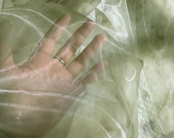 1.4 meterS wide Moss green dyed tie yarn lightweight breathable tulle gauze dress dance skirt pants jacket clothing material T46P88UL240811P
