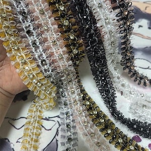 2 mètres 2 cm 0,78 po. de large, perles tressées à volants, fleurs, perles à ongles froissées, ruban de bordure en strass, accessoires de bricolage faits main V30P60V250617V