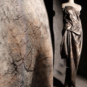 1,58 Meter breit braun Kraft Riss Textur Lederimitat Stoff Mantel Jacke Tasche Kleid Rock Design Kleidung Material Y26V180P241122C