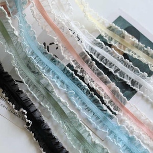 5 Meter 2,5 cm 0.98" breite bunte Gaze Tüll elastische Spitze Bordüre Kleid Rock Spitzenborte Band Tuch Accessoires Material T21P33C250211V