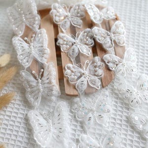 2 mètres 4-7 cm de large ivoire maille broderie papillon DIY paillettes perle dentelle garniture accessoire décoratif applique matériel T21P42C250212V