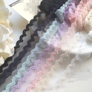 10 iarde 2,5 cm 0,98" di larghezza nero/avorio/rosa/blu/viola/blu navy/beige garza maglia ricamo gonna abito da sposa pizzo nastro C19U24K231011V