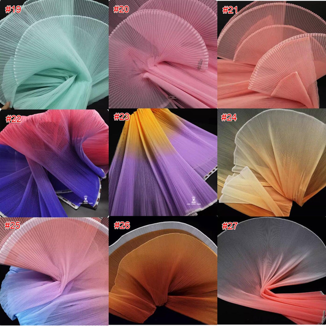 Gradient Hard Mesh Tulle Organ Pleated Ruffled Small Wrinkle Fabric ...