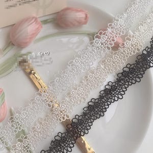 10 jardas 2,3 cm 0,9" de largura preto/marfim/bege rosa bordado criança saia vestido camisa borda material de borda renda guarnição fita C19U68K231012V
