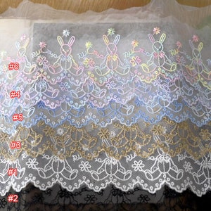 Acxico 2Yard Beige & Light Pink Embroidered Ribbon Lace Trim/Sewing/Craft/Bridal, Creamy-White (YY859)