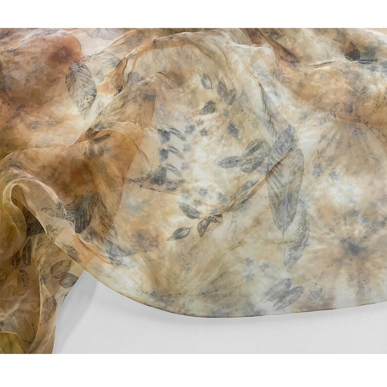 1.45 meterS wide brown Leaf printing dyeing gauze mesh yarn gauze fabric cardigan shirt skirt dress design clothing material Y29C57L241219V image 18