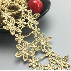 3 yards 5 cm 1,96 inch breed gouden bloemen ambachtelijk materiaal naai diy stof borduren jurk lingerie mouwen kant trim lint Z34E261L230713Y
