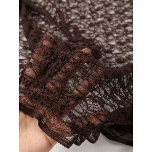 Doux semi-transparent marron foncé, doux, glutineux, quatre côtés, dentelle élastique, maille, base bricolage, chemise, cardigan, jupe, matériau Y32T236V260418C S