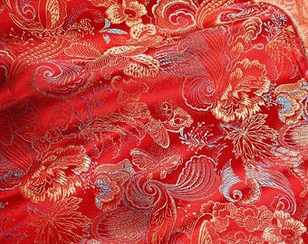 1.48 MeterS wide Red Butterfly peony flower woven brocade jacquard fabric jacket Dress skirt shirt pants clothing material V11T148P250903V