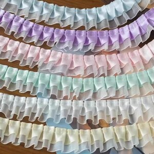 4 Meter 4 cm 1,57" breite Gaze Satin Plissee Spitze Accessoires Manschetten Rock Saum verlängerter Stoff DIY Kleid Tasche Einfassmaterial C39Y395M250118J