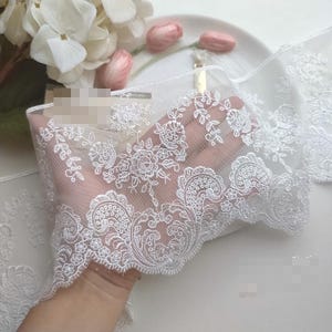 3ヤード 13.5 cm 5.31インチ幅 アイボリー ガーゼ メッシュ ローズ フローラル 刺繍 子供用 人形 スカート ドレス カーテン 縁取り レース トリム リボン C19U166E240905V