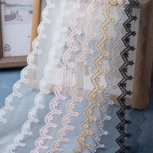 10 yards 6 cm 2,36" breit weiß Gold Stern Gaze Blumen Stoff Stickerei Rock Kleid Hemd Borte Dekoration Spitzenband T31P279P240702C