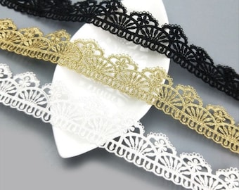 5 yards 2.7cm 1.06" wide black/white/gold braid fabric embroidery wedding party dress skirt clothes sleeves lace trim ribbon Z34E200Y230716C