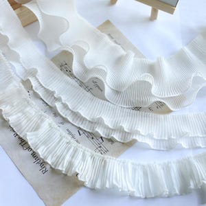 5 mètres 4,8-8,5 cm de large en mousseline de soie ivoire dentelle plissée feuille de lotus bord accessoires jupe robe poignets jupes rideaux matériaux T21P5C250127V