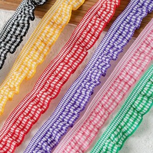 10 meter 2 cm 0,78" breed Kleurrijke geruite elastische plooi rimpel kant trim jurk gordijn rok kragen hoeden rand decoratie C39Y432P250522J