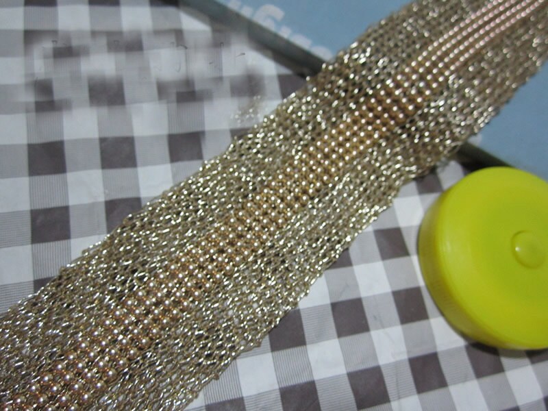 5 yard 4cm 1,57" large or/argent perles de mariage robe de rubans de dentelle navire gratuit ruban 1773 5 yard 4cm 1,57