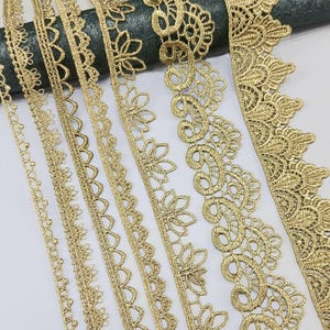 3-10 yards 0,6-8 cm breed gouden holle bloemen blad geschulpte ambachtelijke stof borduren jurk lingerie mouwen kant trim lint Z34E245Y220908Y
