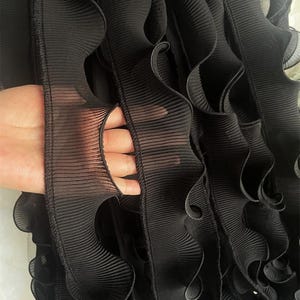 10 metros 6 cm 2,36" de largura preto/marfim chiffon fofo babado pregas saia infantil vestido manga cortina debrum renda guarnição fita V24X882P240907V