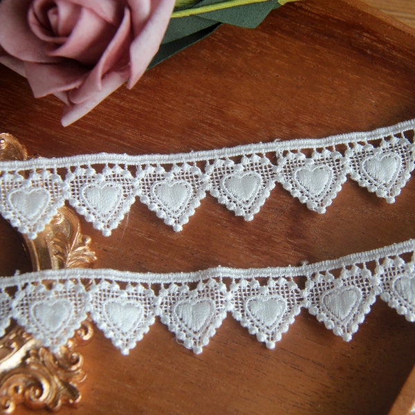 10 yards 2.4cm 0.94 inches wide white heart embroidery fabric DIY sewing accessories clothing skirt dress lace trim ribbon X10C938R230530T