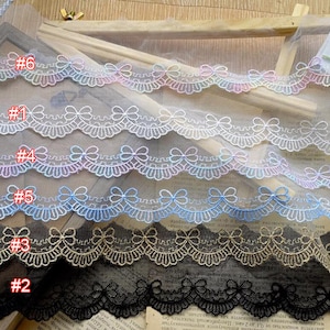 10 yards 6 cm 2.36 zoll breit blau rosa schleife gaze tüll stickerei kleid rock hemd stoff eingefasst spitzenbesatz band n20t616r230824u